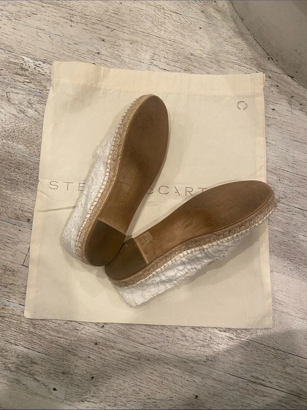 Stella McCartney Lace Espadrille Flats size 38 1st pic is stock PHOTO No box